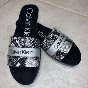 Calvin Klein Snakeskin Slides - Brand new!